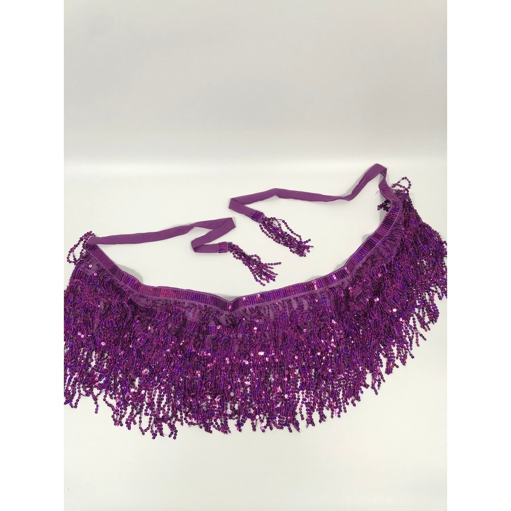 Belly Dance Skirt Womens ONE SIZE Purple Sequin Sparkly Fringe Festival Rave